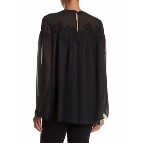 MARCHESA ROSE / Lace Shoulder Blouse / Black / Medium - Picture 2 of 9